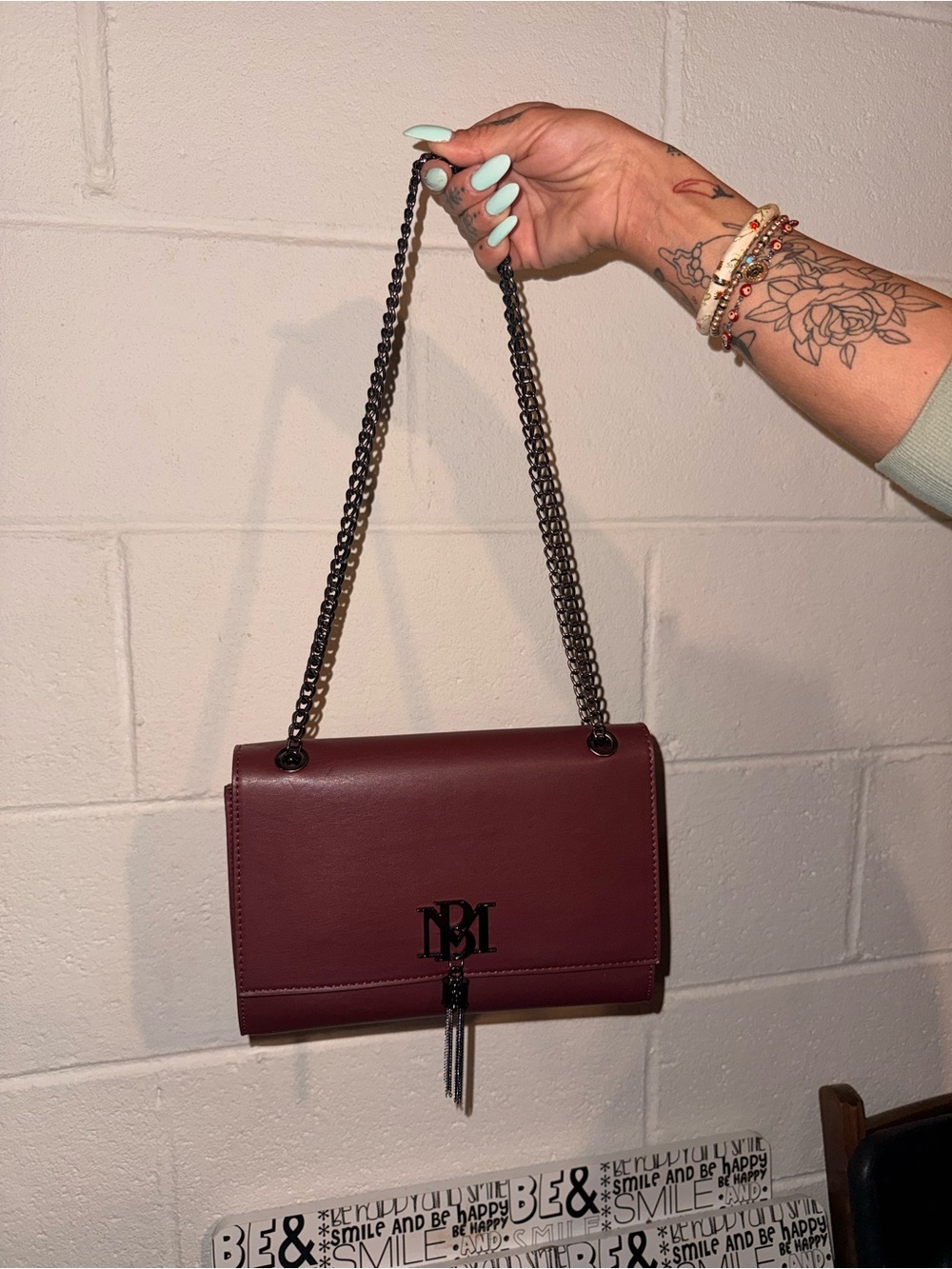 Women Bags Burgundy Chain Shoulder Bag
